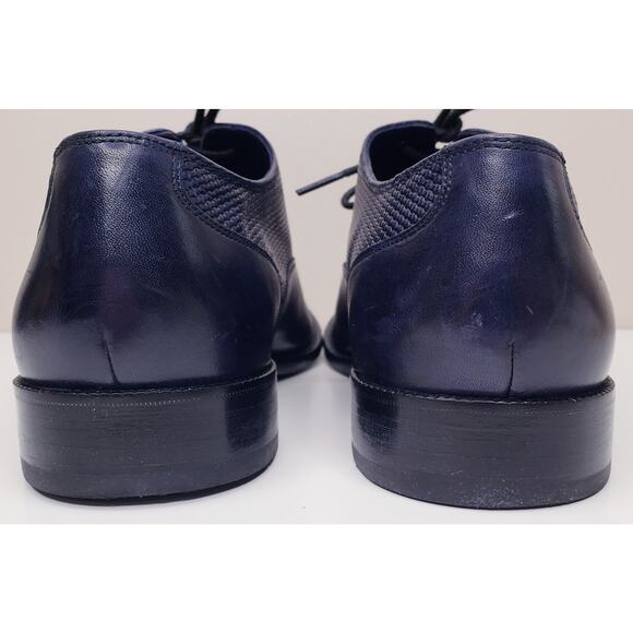 COLE HAAN Cap Toe Oxford Leather Dress Shoes Navy Basket Weave Men's Size 9M - Picture 4 of 16